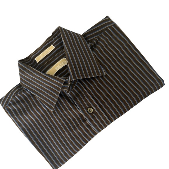 Men's Michael Kors Striped Button-Down Shirt sz XL 17 - Picture 1 of 7